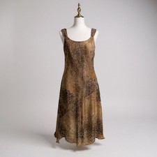 VTG Y2K Sangria Slip Dress Sz 12 Animal Print MIDI Chiffon Baddie Maximalist 