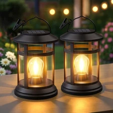 Solar Lanterns Outdoor Waterproof 2 Pack Hanging Lights for Outside Patio Porch