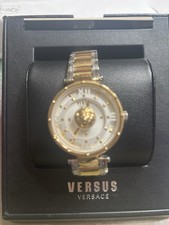 Versus Versace Gold-Tone Metal Analog Luxury Wristwatch Original Box