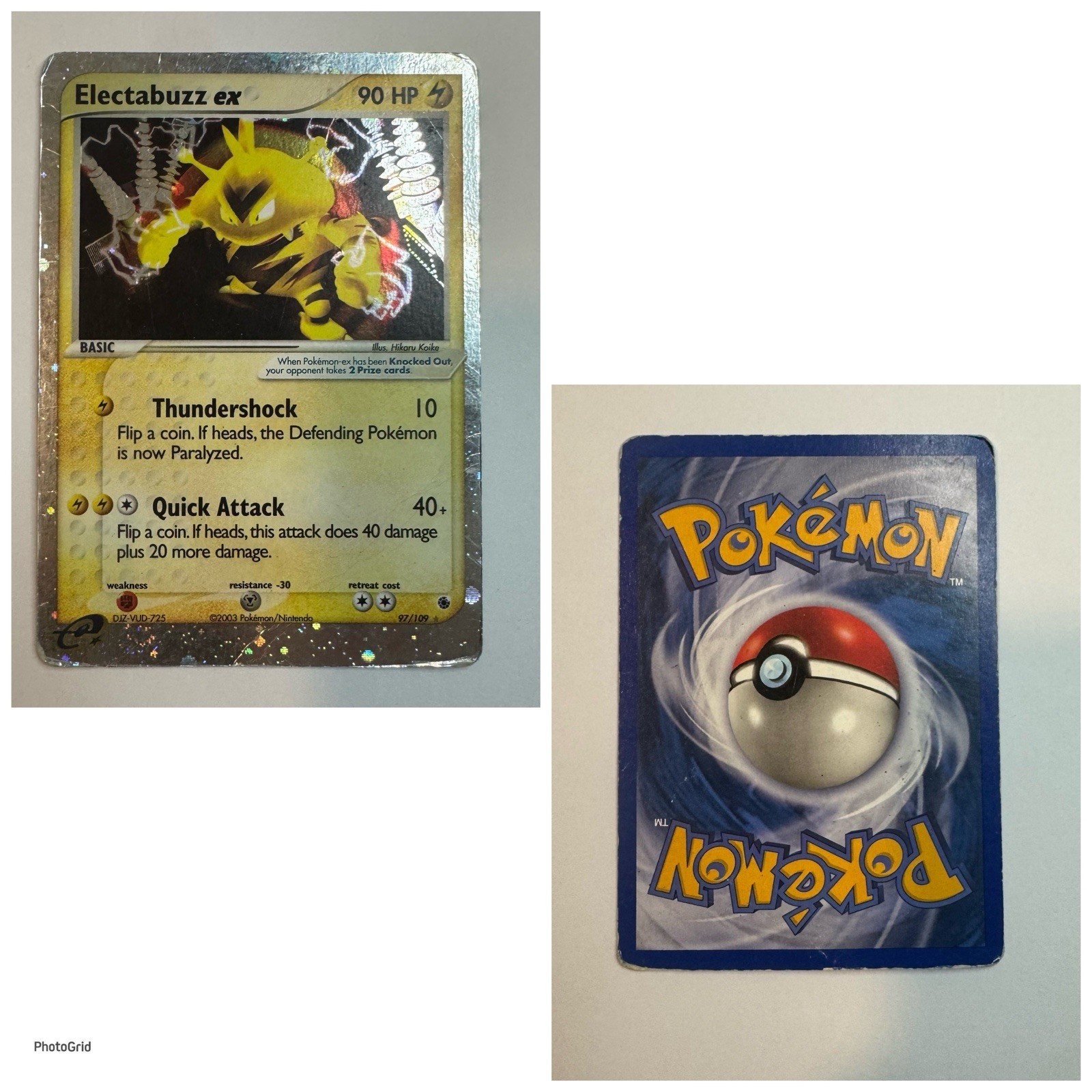 Electabuzz EX 97/109- 2003 pokemon EX 97/109 Ruby and Sapphire-LP Holo Rare card