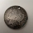 1921 Morgan Silver Dollar $1 0.900 Silver Business Strike Philadelphia Holed