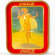 Vintage 1937 Coca-Cola Serving Tray Running On The Beach Yellow Bathing Suit