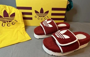 Neuf Gucci x Adidas GG Platform Slides/Sandales Rouge Homme US 11 Authentique