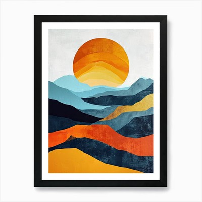 Sonnenuntergang Minimalismus Kunstdruck gerahmt gerahmt Wandbild Poster Leinwanddruck Bild