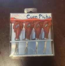 NEW in Box Set of 4 Vintage Boston Warehouse Stainless Steel Lobster Corn Picks