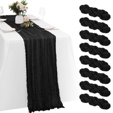 Black Cheesecloth Table Runners 20x120 Inch Gauze Rustic Sheer Decor 8 PCS