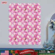 3D Flower Wall Panel-12pcs Artificial Flower Wall Background Silk Rose Wedding