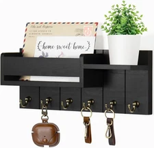 Key Holder Wall Mount  Decorative Key Rack and Mail Organizer with 6 Key Hooks