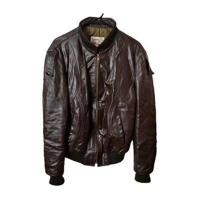 #ad Vintage Sears The Leather Shop Brown Leather Bomber Jacket Mens Size 40 Medium $59.99