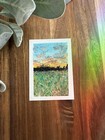 ACEO Original OIL Pastel Landscape Sunset, Meadow Field Dreamy Abstract Clouds — photo 2
