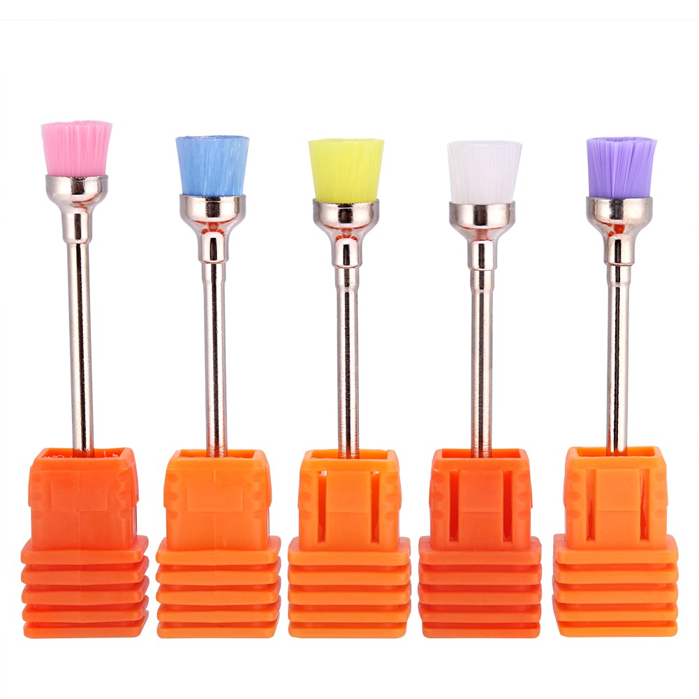 5pcs Nail Polish Grind Clean Brush Head For Electric Nail Machin