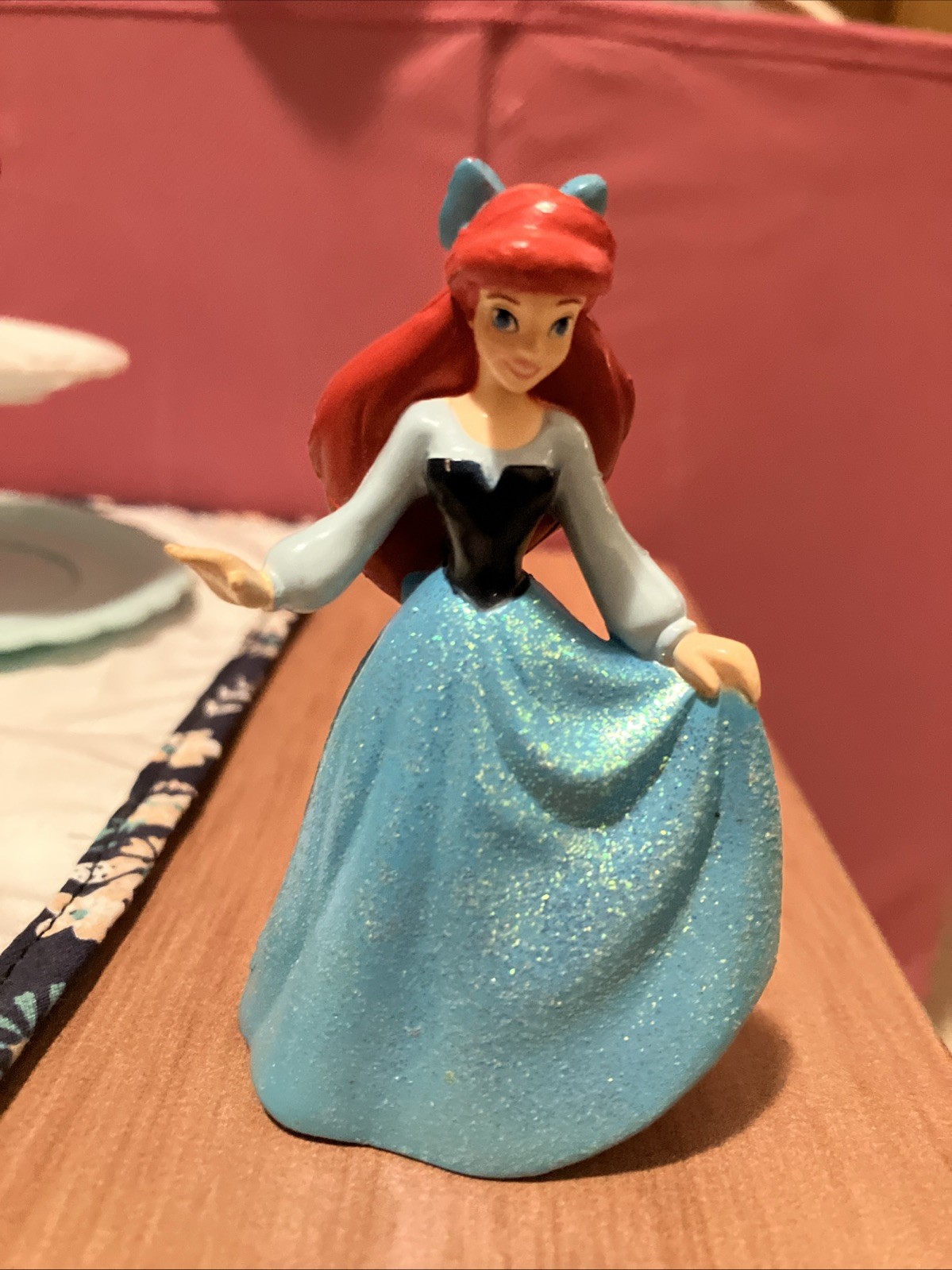 Disney Princess Little Mermaid Ariel Glitter Blue Dress Mini Figure Figurine Toy