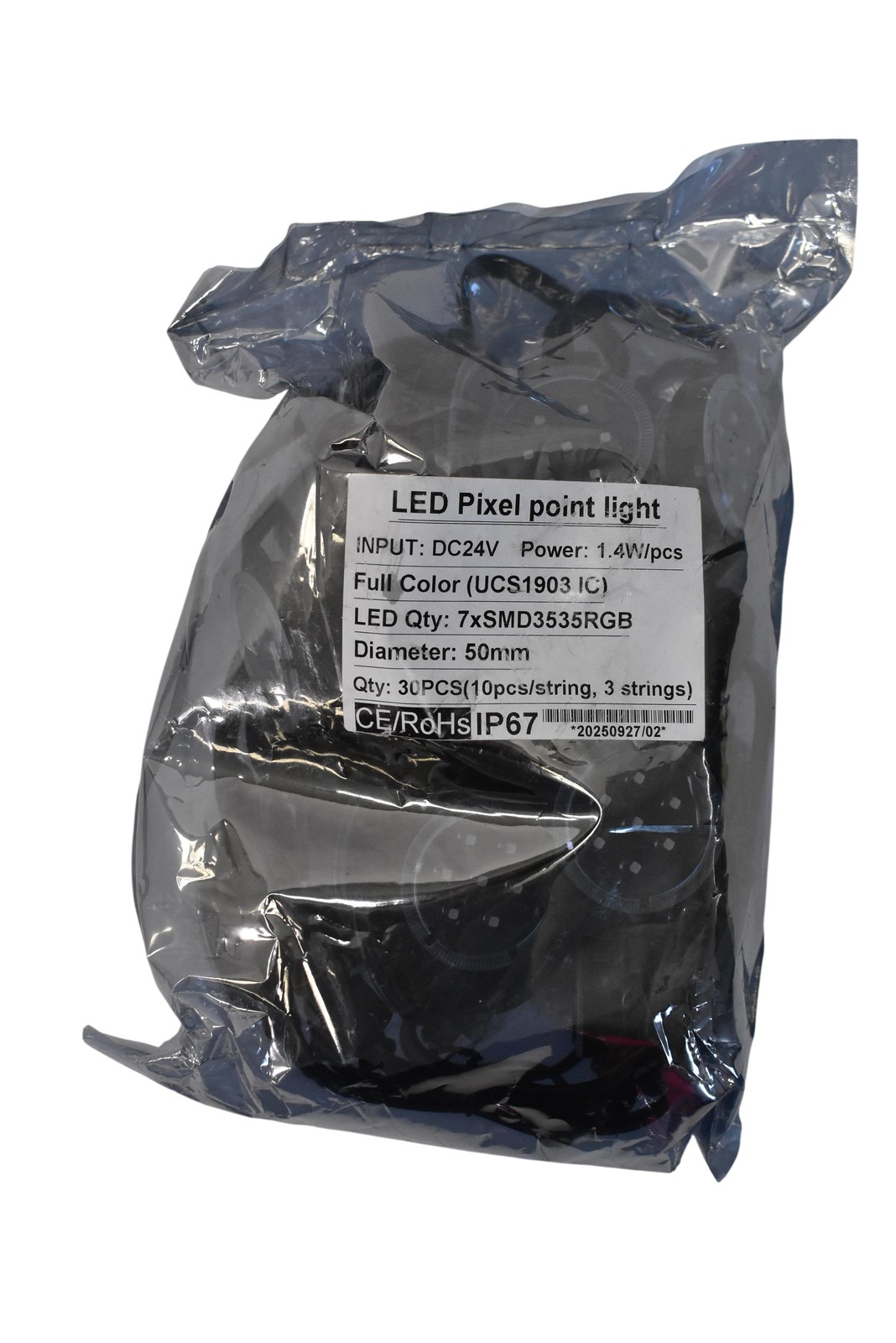 LED Pixel Point Light 30PCS 50mm DC24V Full Color UCS1903 SMD3535 RGB IP67 Nodes