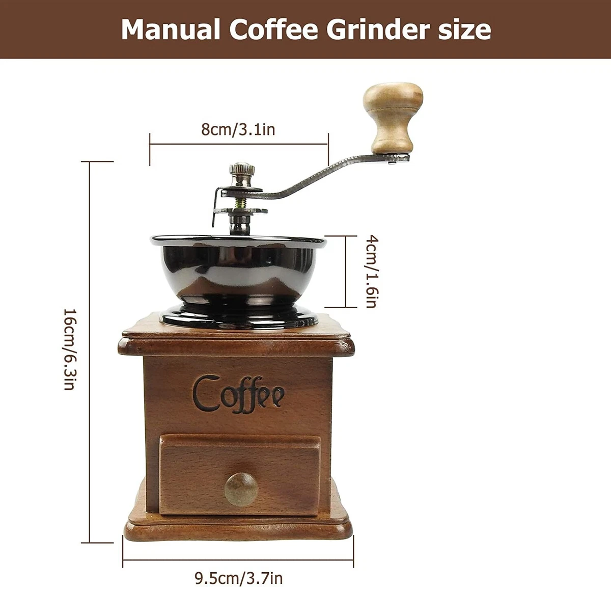 Manual Coffee Grinder, Coffee Bean Grinder, Vintage Antique Wooden