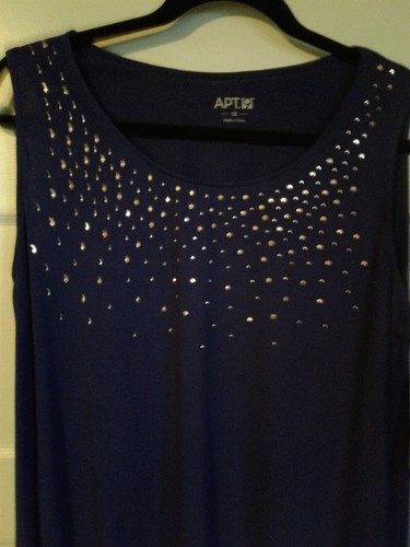 Apt 9 1X Top Dark Purple Solid Embellished Scoop Neck Sleeveless Asymmetrical - Picture 3 of 5