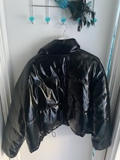 Black Patent Winter Puffer Jacket Xl