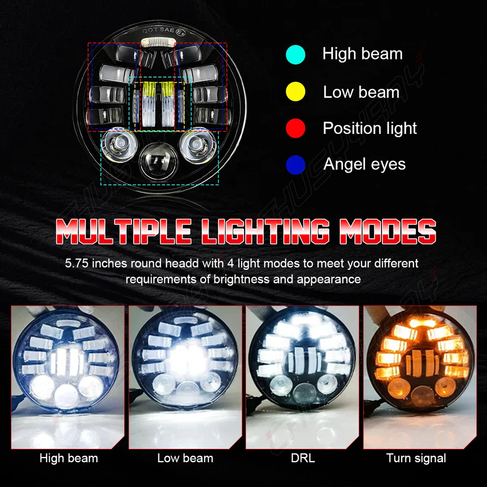 Faróis de LED Hi/Lo 5,75" 5-3/4" para Ford Ranchero Gran Torino 1965-1976 - Imagem 4 de 4