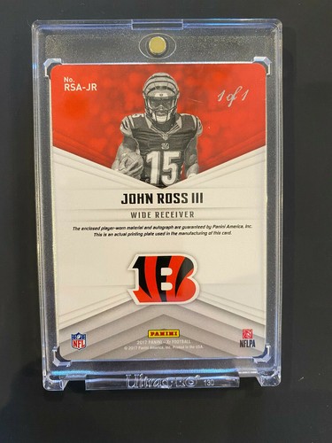 2017 Panini Xr Football Printing Plate Jersey Auto 1/1 John Ross III #RSA-JR - Picture 2 of 2