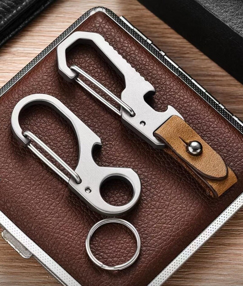 Titanium EDC Keychain Clip Quick Release Carabiner Key Ring Holder