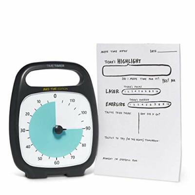 TIME TIMER Orologio - Timer per il conto alla rovescia analogico e digitale visivo di 12 o 24 ore - per bambini, l'esecuzione di test e il tracker dell'allenamento (bianco artico, piccolo