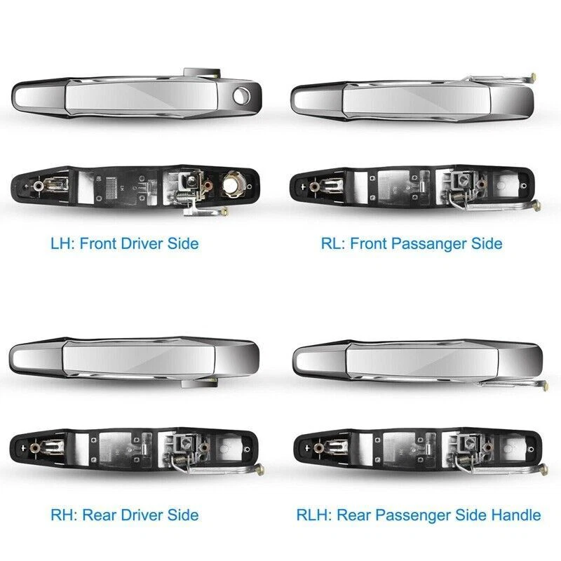 4X Chrome Exterior Door Handle Set For Chevy Tahoe GMC Yukon Sierra Denali 07-13 - Image 3 of 4