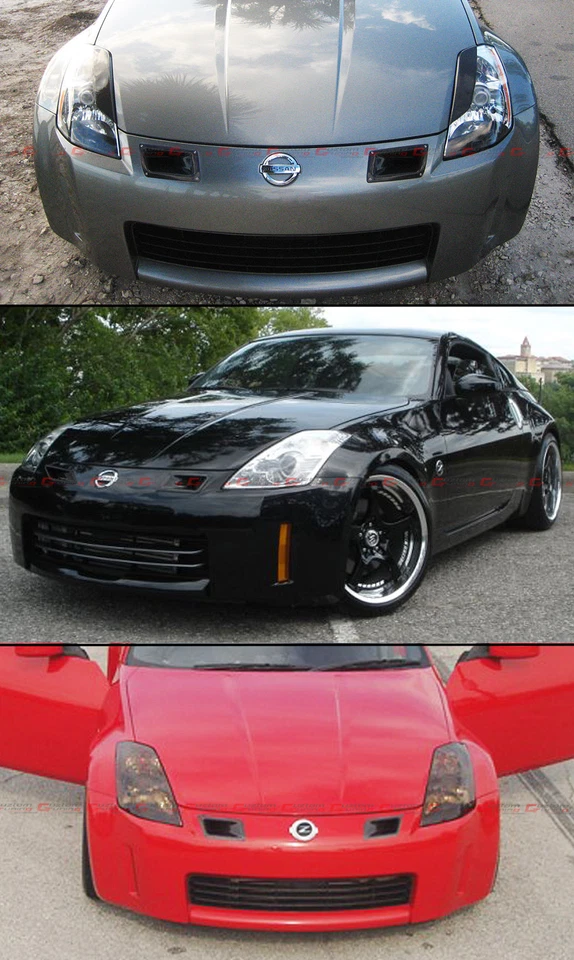 FOR 03-09 NISSAN 350Z Z33 CARBON FIBER BUMPER AIR DUCT INTAKE VENT COVERS PAIR - Image 4 of 4