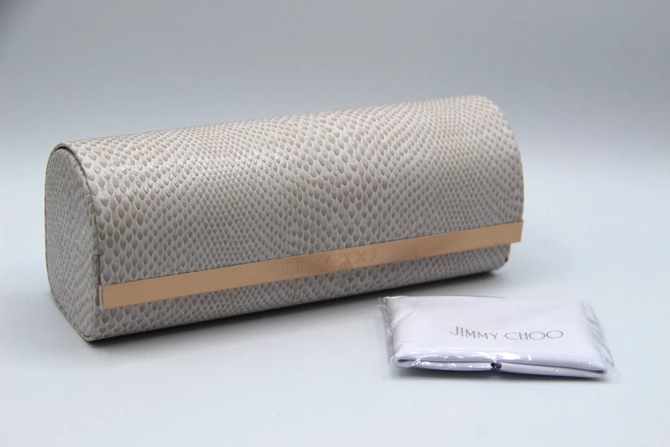 NEW JIMMY CHOO BEIGE TAN SNAKESKIN AUTHENTIC EYEGLASSES SUNGLASSES CASE W/CLOTH