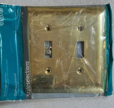Style Selections 2-Gang Toggle Switch Wall Plate Polished Brass 0183706 NOS New 