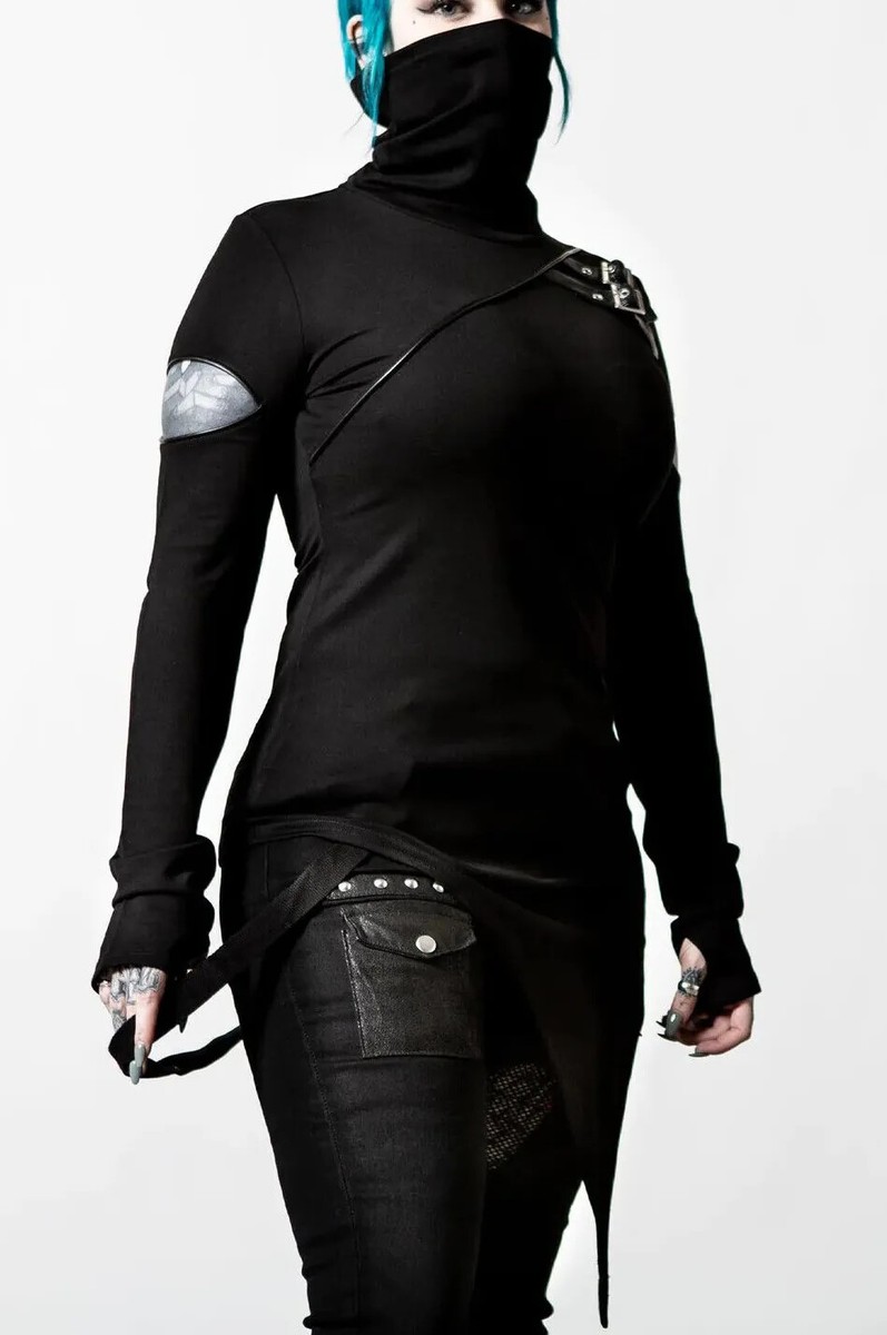 Killstar Arch Angelz Masked Top Black Cut-Out Gothic