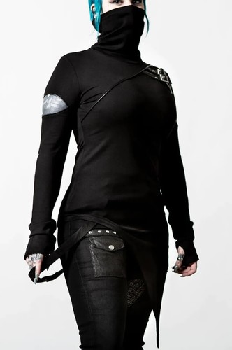 Haut Femme Noir à Découpes Et Paillettes Taille XL - Neuf Avec étiquette - Style Tunic Décolleté