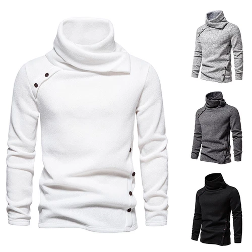 British Style Mens Casual Pile Neck High Collar Long Sleeve Pullover Top Sweater - Bild 4 von 28