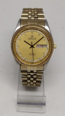 Rare Westar Automatic 17 Jewel Day-Date mens Wrist Watch Gold