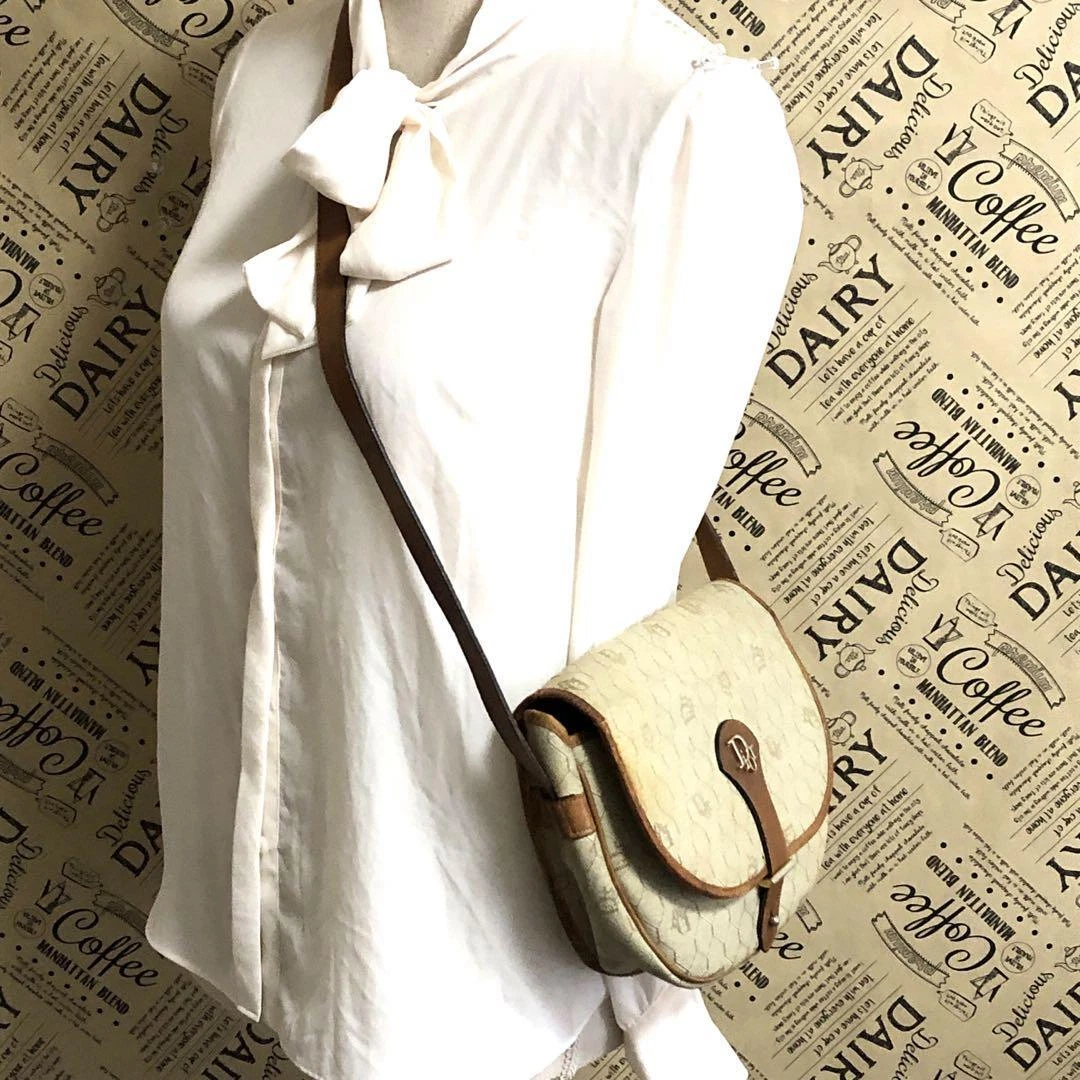 Sac bandoulière Christian Dior logo toile cuir beige cadeau femme DE JAPON