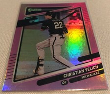 2021 Donruss Baseball Christian Yelich Milwaukee Brewers Holo Pink Parallel #200