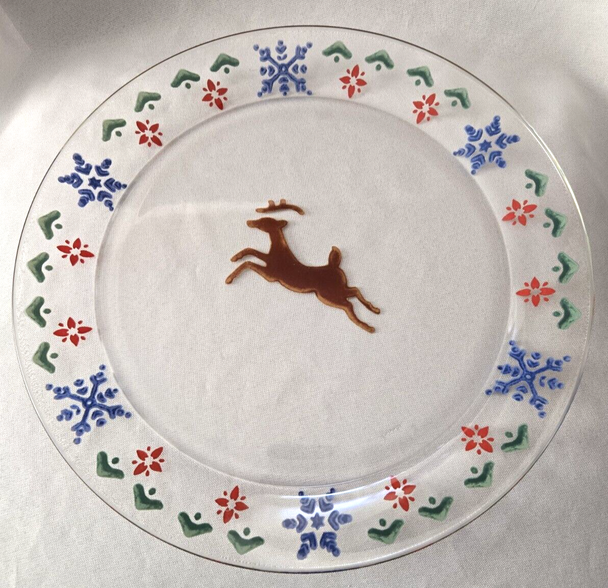 PFALTZGRAFF NORDIC CHRISTMAS GLASS ROUND SERVING PLATTER 13