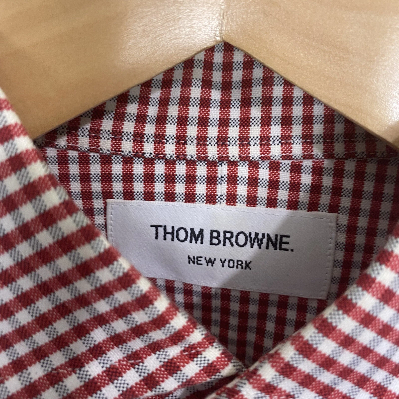 Camicia elegante Thom Browne Gingham a quadri rosso bianco taglia 2 o M