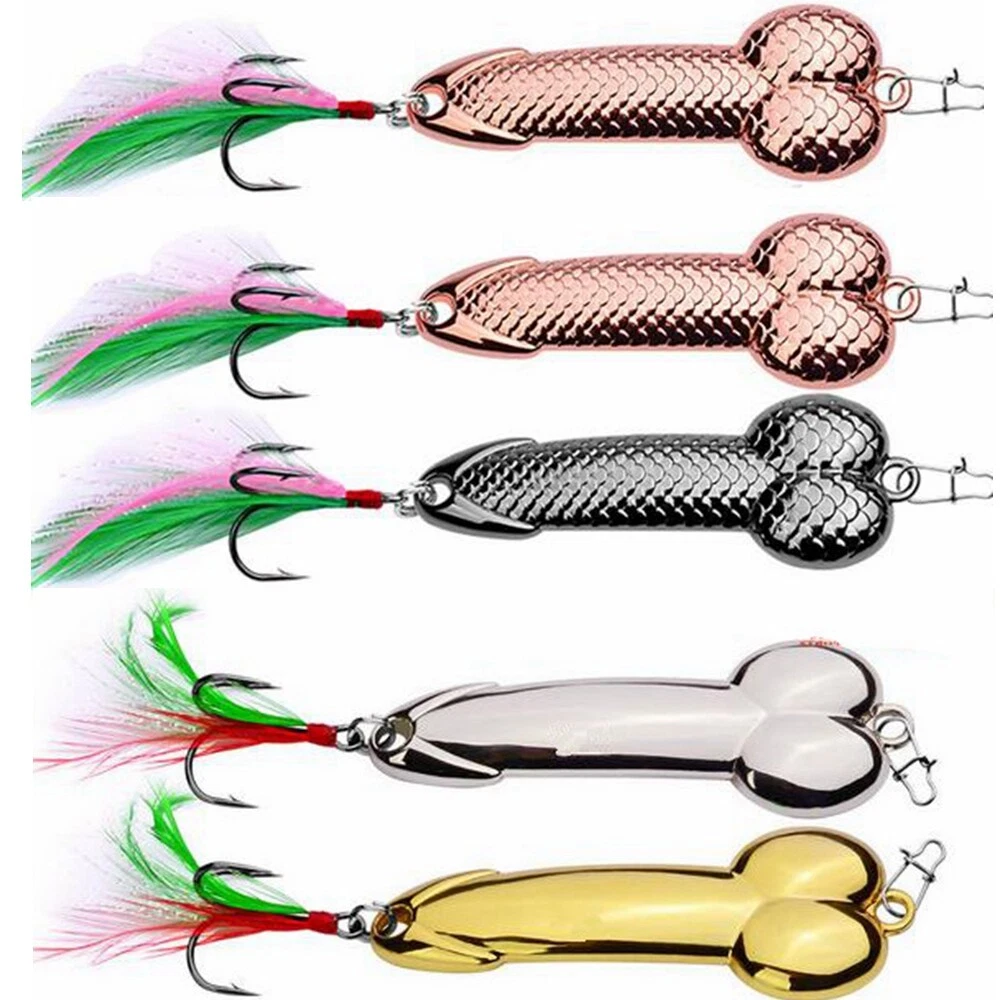 1pc Spoon Fishing Lure with Feather Hooks Gold/Silver Metal Bait