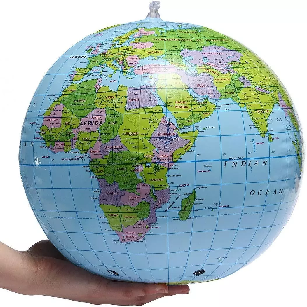 40Cm Inflatable Large Globe World Map Earth Atlas Geography Blow Beach Ball  Toy