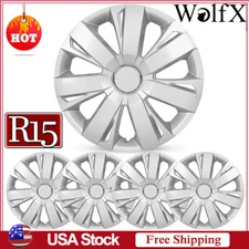 15" Set of 4 Silver Wheel Covers Snap On Full Hub Caps fit R15 Tire & Steel Rim
