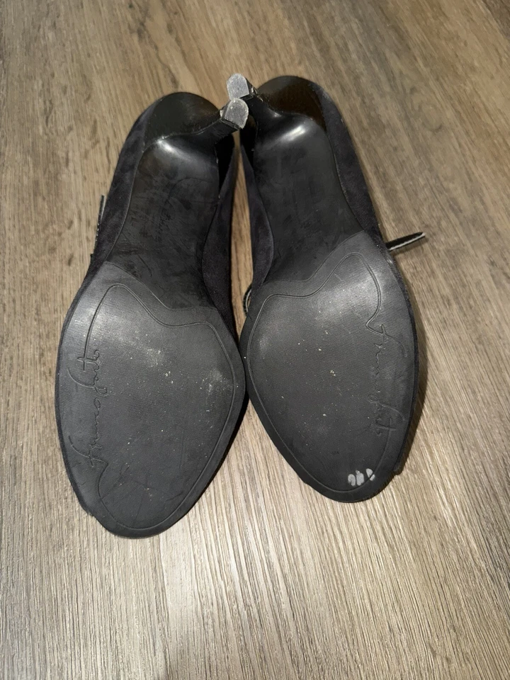 Franco Sarto Mary Jane Shoes Pumps Women’s 98M Black Suede 3” Heels Strap Dressy - Image 3 of 4