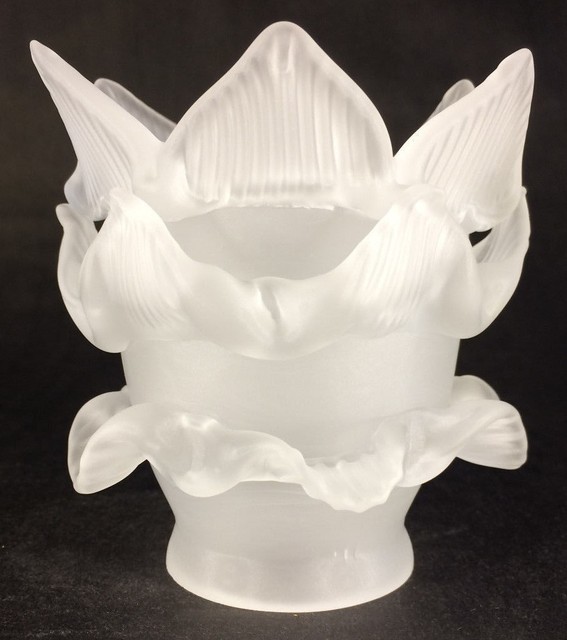 New Satin Crystal Etched Glass Rose Petal Fixture Lamp Shade 2 1/4