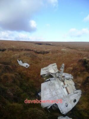 PHOTO  GLOSTER METEOR WRECKAGE AT 9:15AM ON THURSDAY 12TH APRIL 1951 A FLIGHT OF