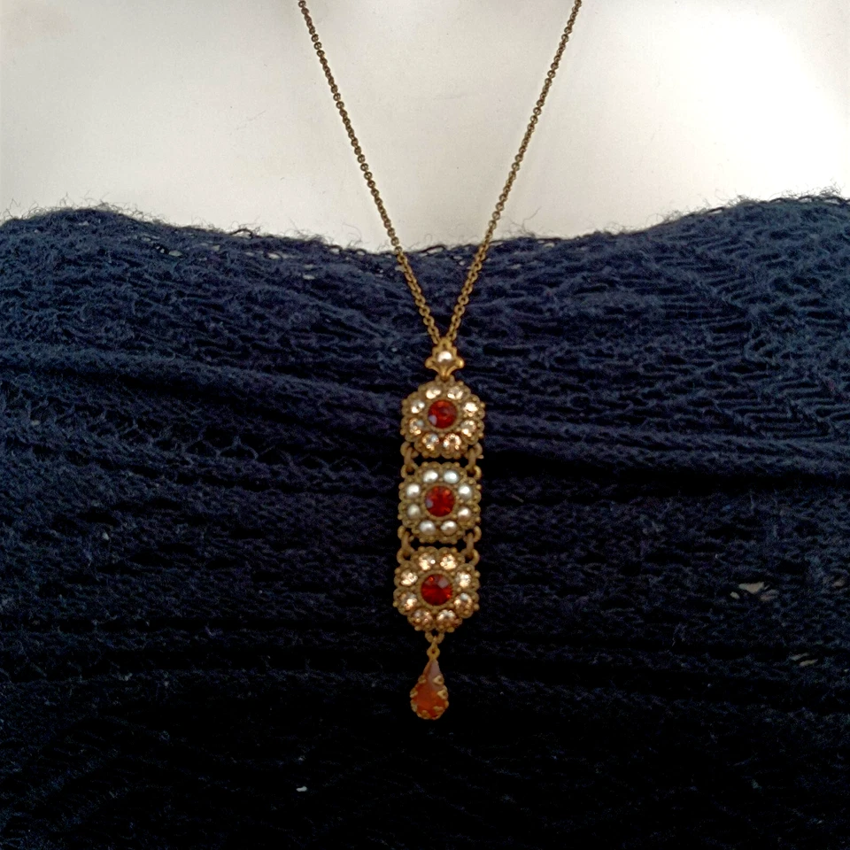 Ожерелье Michal Negrin кристалл викторианского возрождения цветочный романтический коктейльное коричневое - Изображение 4 из 4