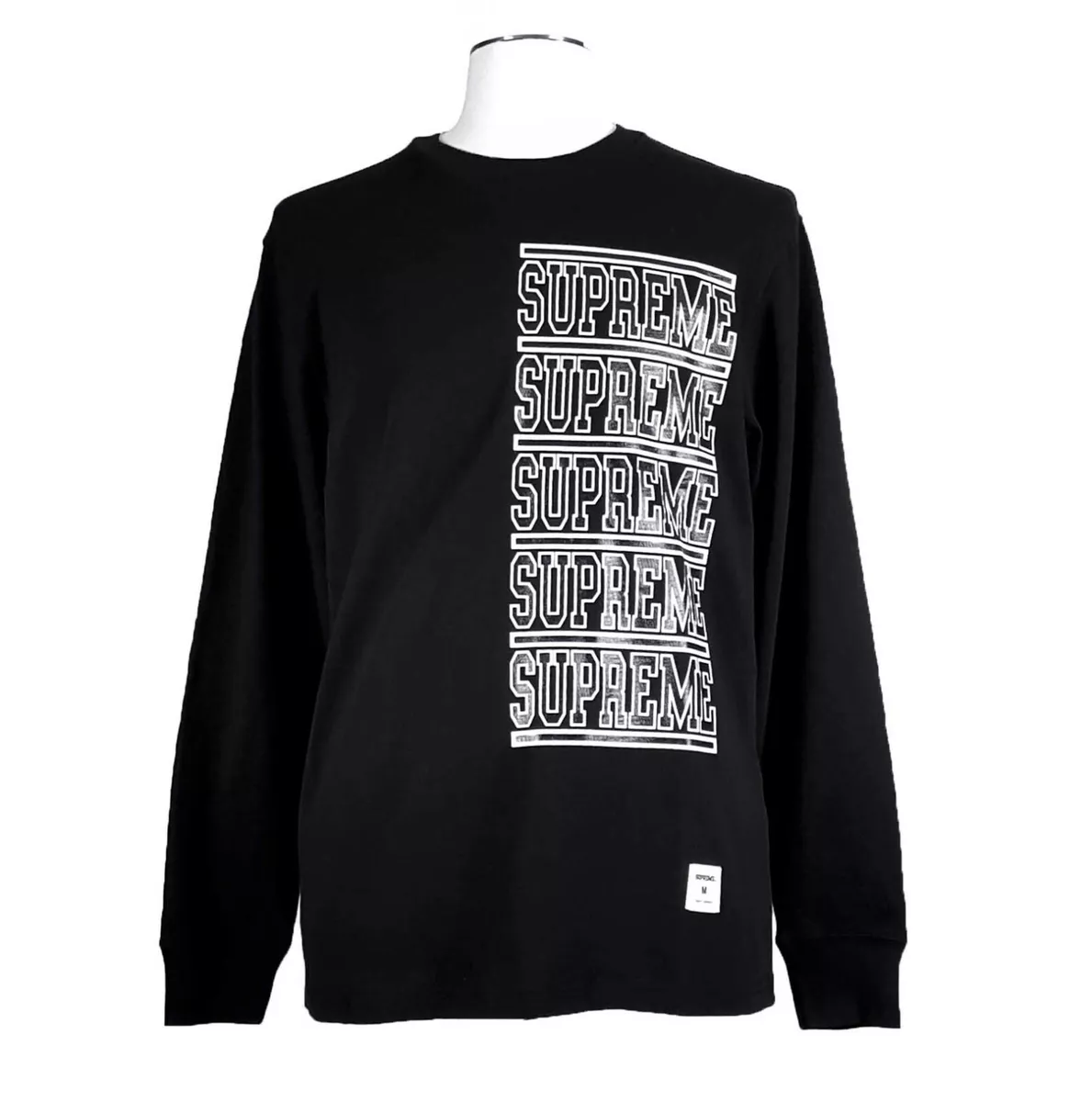 SUPREME M / L Stacked Long Sleeve T Shirt Black - SS18 Spell Out