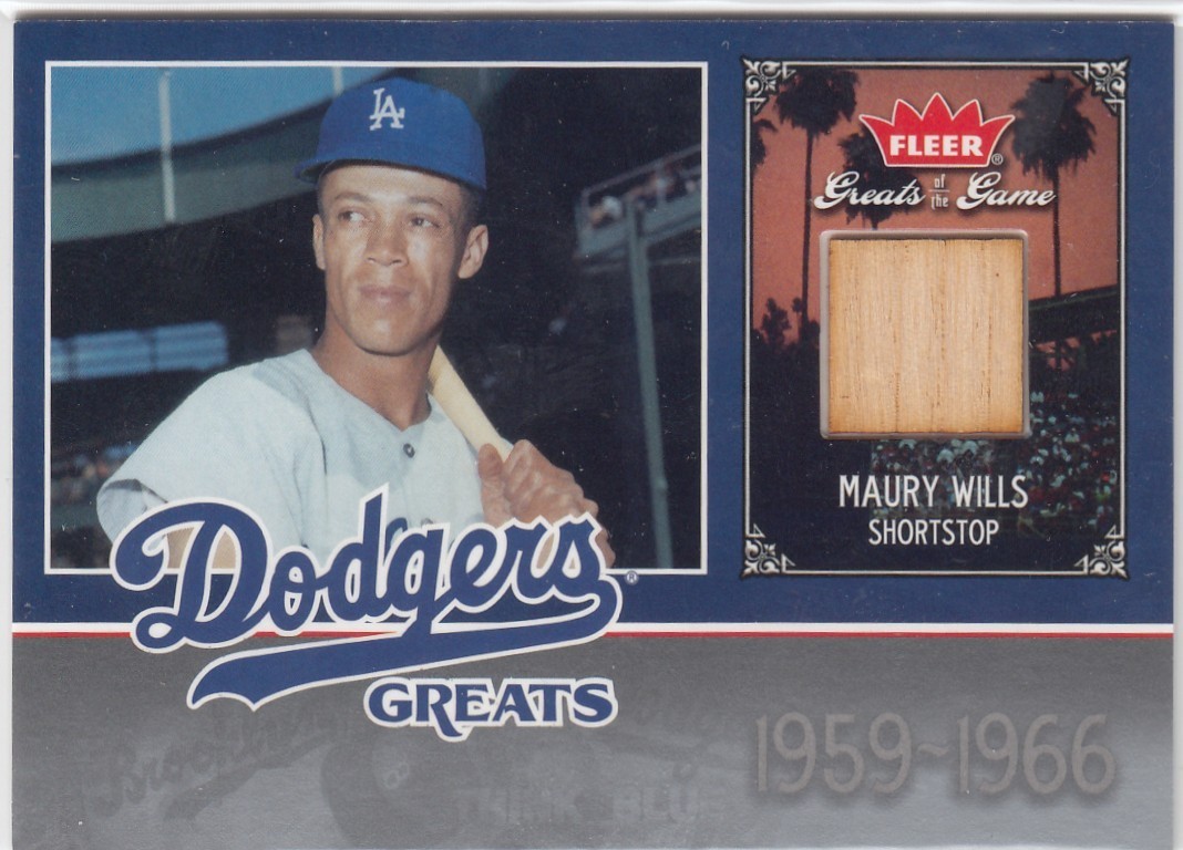 MAURY WILLS 2006 FLEER GREATS OF THE GAME DODGERS GAME BAT RELIC #LAD-MW ZU