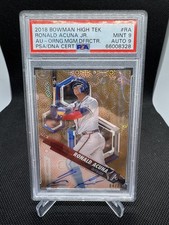 2018 Bowman High Tek Prospect Auto Rookie RC Orange Magma Ronald Acuna /25 PSA 9