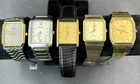 Seiko & Citizen Lot Of 5 Mens Vintage Quartz Wrist Watches, Gold & Silver Tones