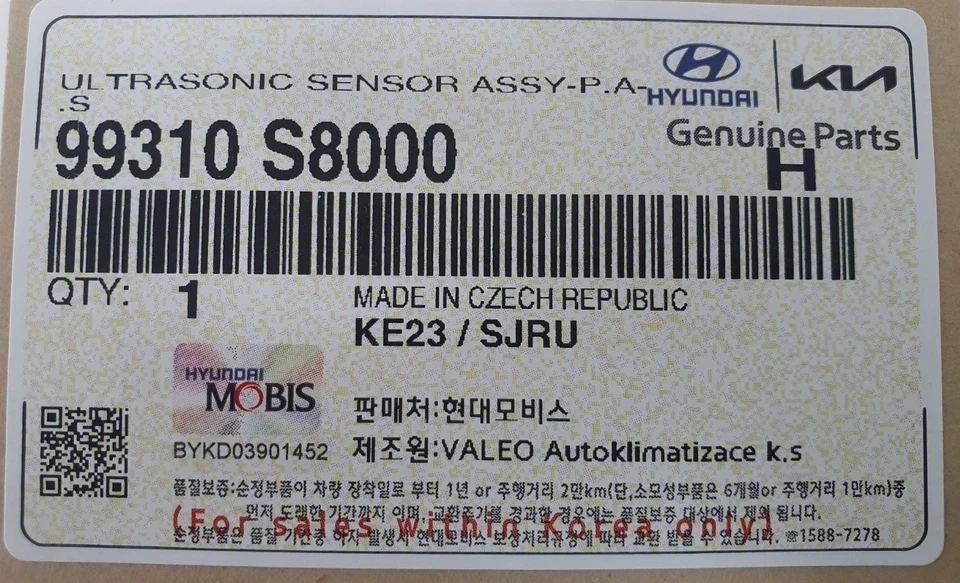 OEM 99310-S8000 Black Ultrasonic Sensor P.A.S Ems for Hyundai Palisade 2020~2025 - Image 2 of 4