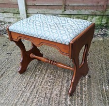 Vintage / Mid Century Upholstered Chunky Wooden Piano Seat / Foot Stool