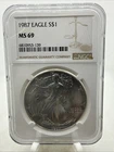 1987 Silver Eagle MS69 NGC - 1 Oz. Proof USA $1 Coin